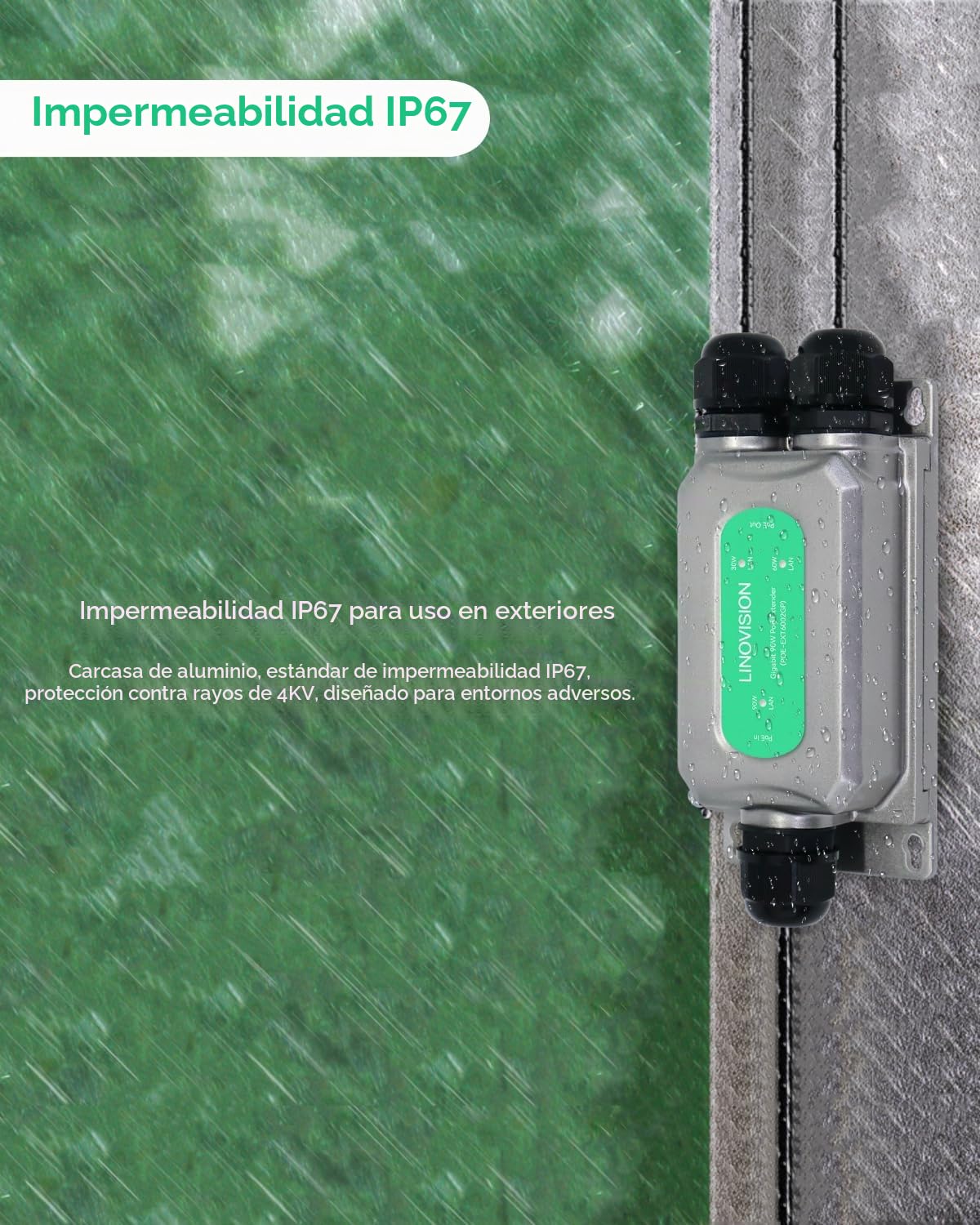 LINOVISION Prolongateur PoE++ d'extérieur et Injecteur PoE++ 10G BT90W | Injecteur PoE++ avec Écran LED