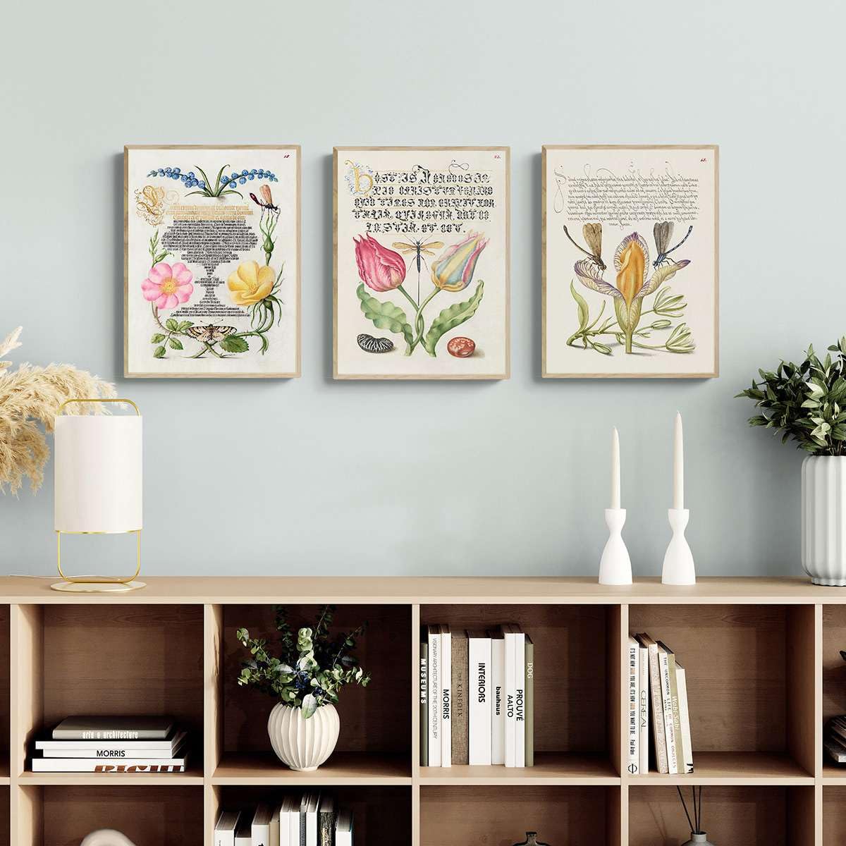 ART PRINT CAFE' Set di 3 poster con illustrazioni botaniche vintage III | Stampe su carta, 40x30, senza cornice