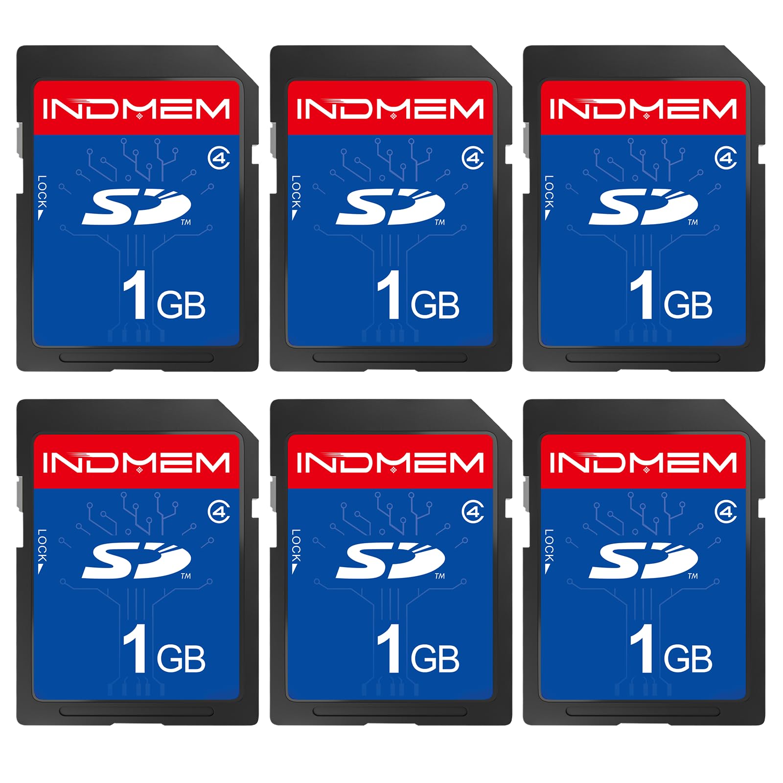 INDMEM Scheda SD da 1 GB, 6 confezioni Classe 4 1GB Scheda di Memoria Flash MLC Standard Secure Digital Card Camera Card