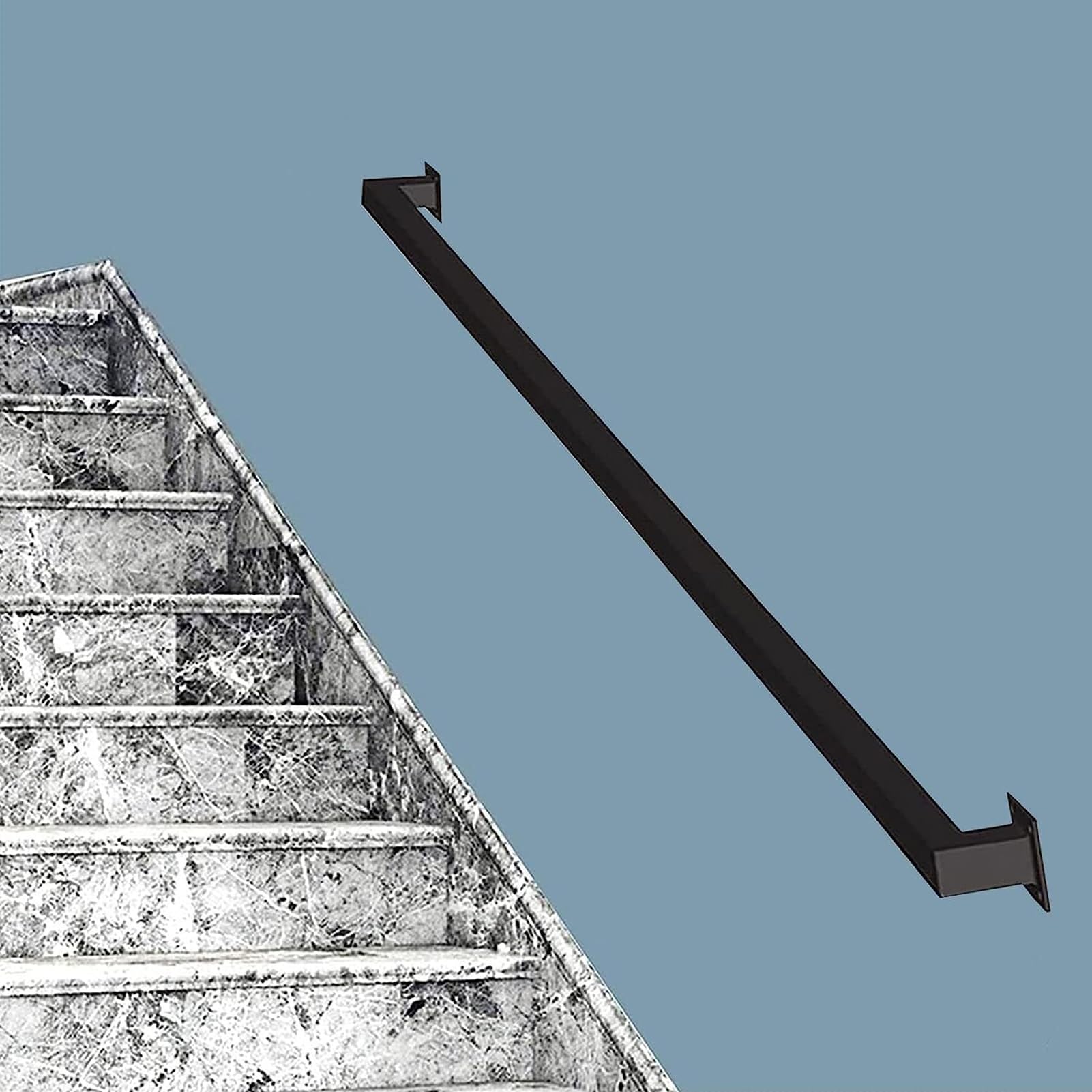 Rampe escalier intérieur pour personnes âgées - Main courante sécurisée en fer galvanisé blanc