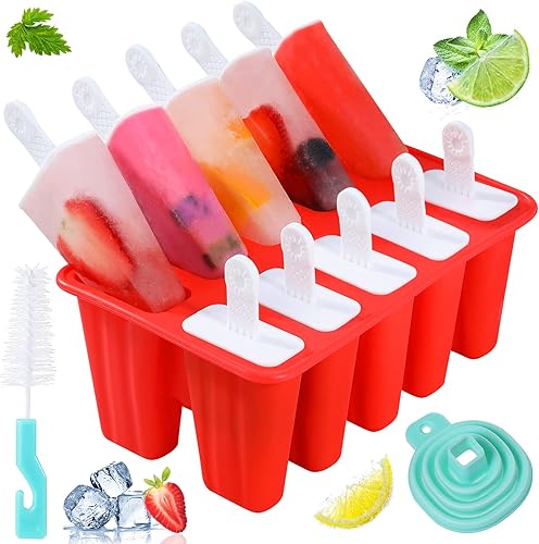 Moldes para paletas de hielo, moldes de silicona para paletas sin BPA, reutilizables, fáciles de liberar, molde casero con embudo de silicona y
