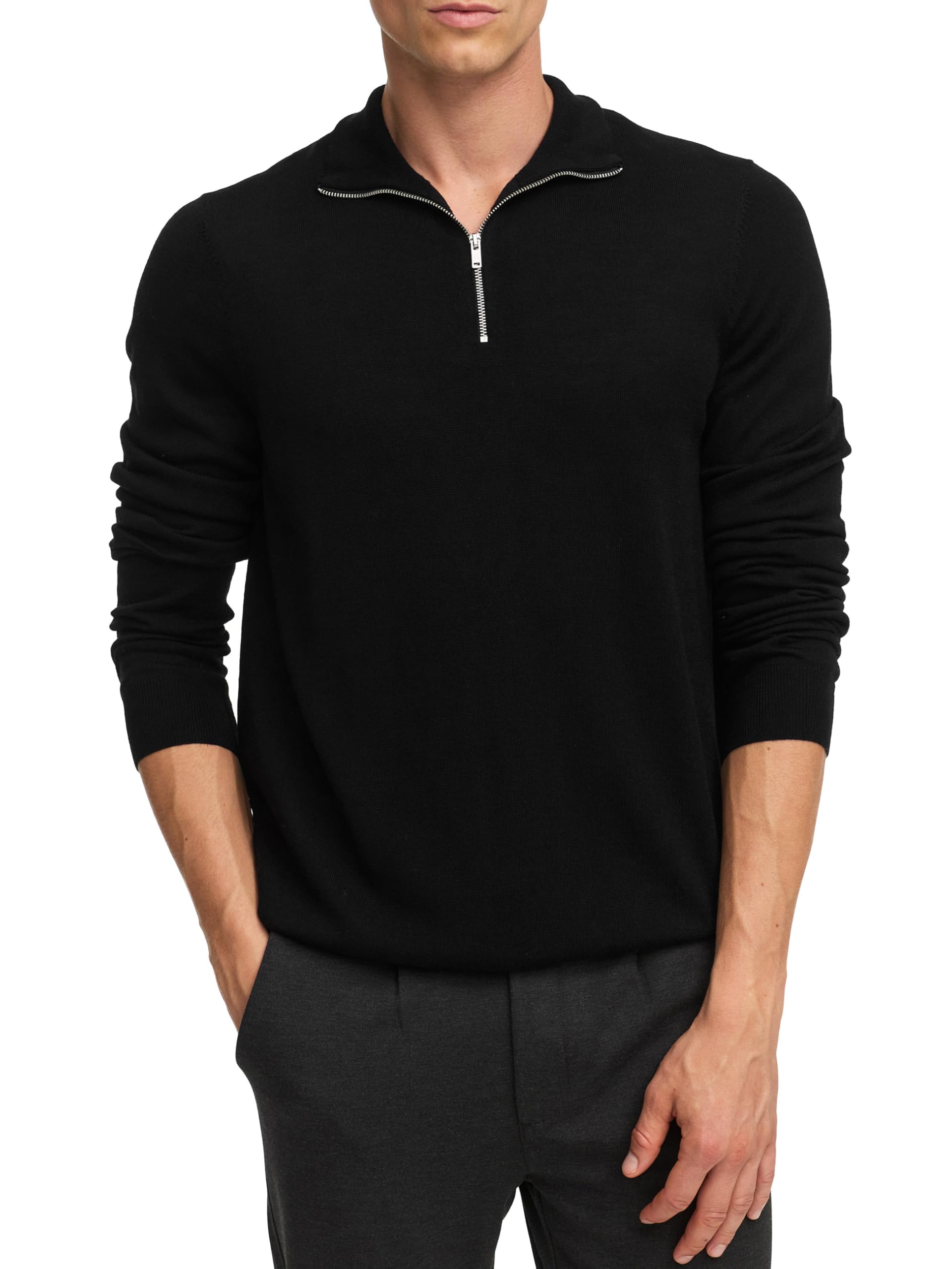 KSJohannes Merino Half Zip Knit Maglione da uomo in 100% lana merino con mezza zip | Maglione da uomo a maglia fine