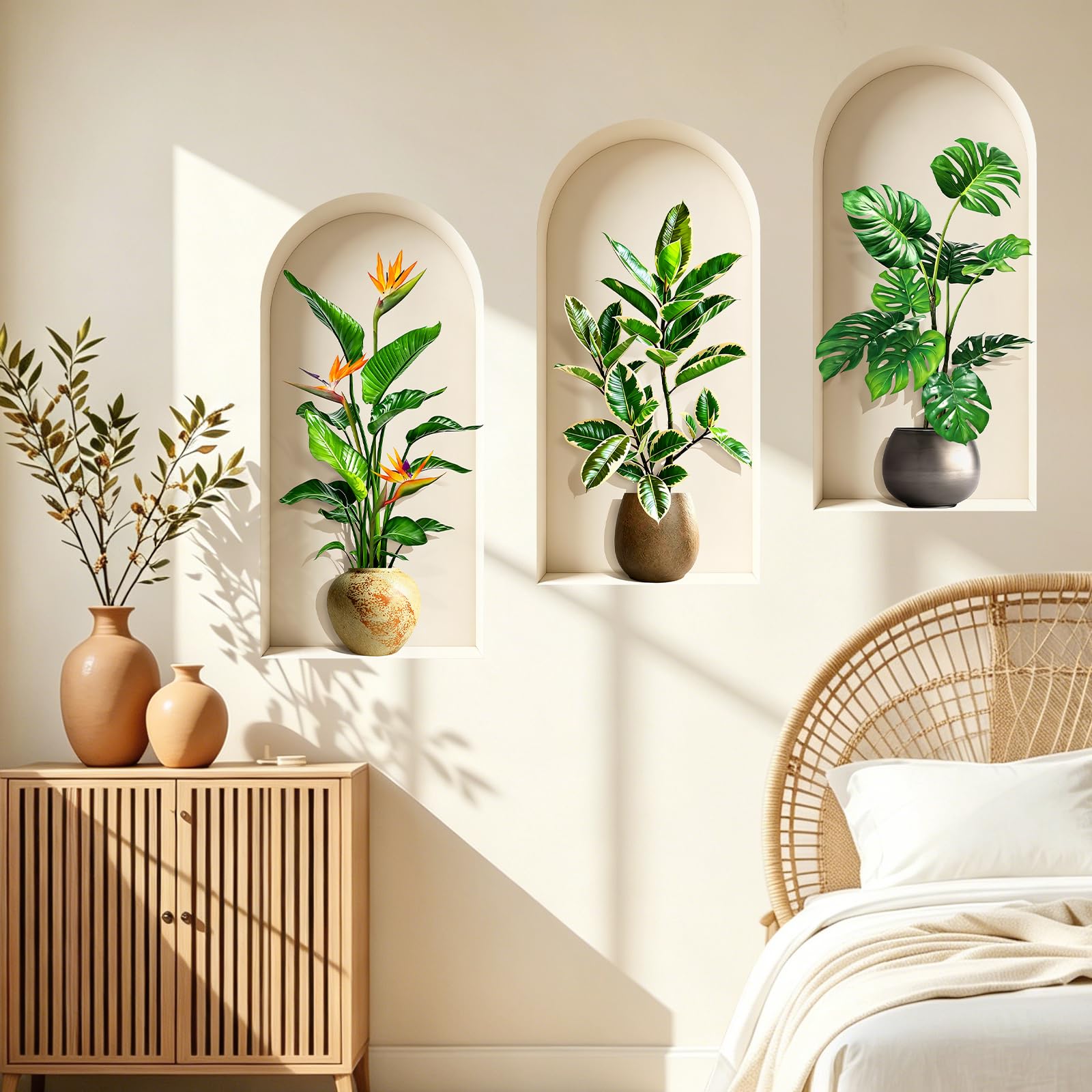 Pegatinas de pared 3D plantas para tapar manchas y decorar sin pintar