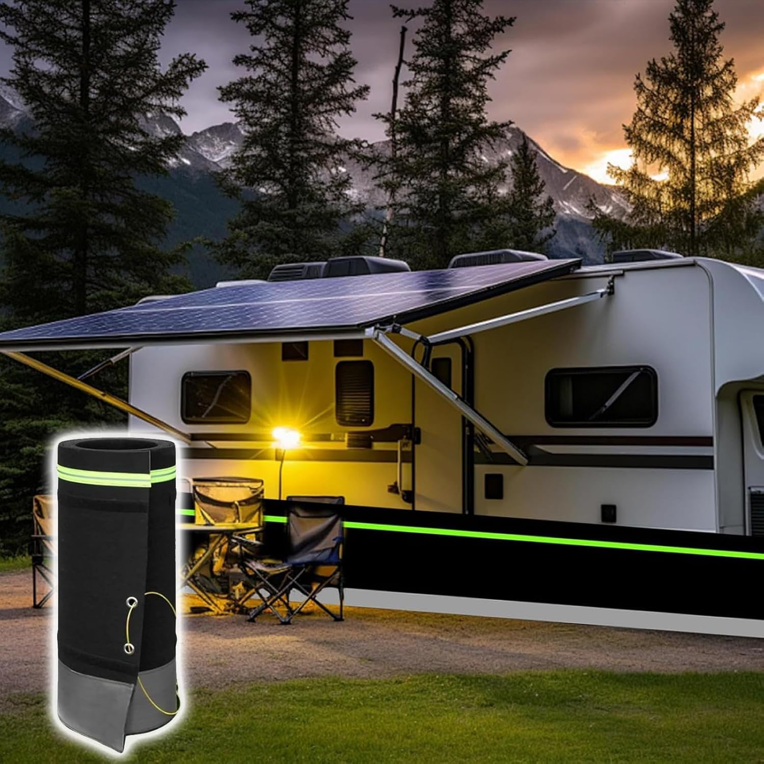 Easy Installation Rv Skirting for Winter Camper Skirting Wind and Snow Proof Insulated for Travel Trailer Convenient Storage Car Skirt 32in High All-Season Available,16m/52ft