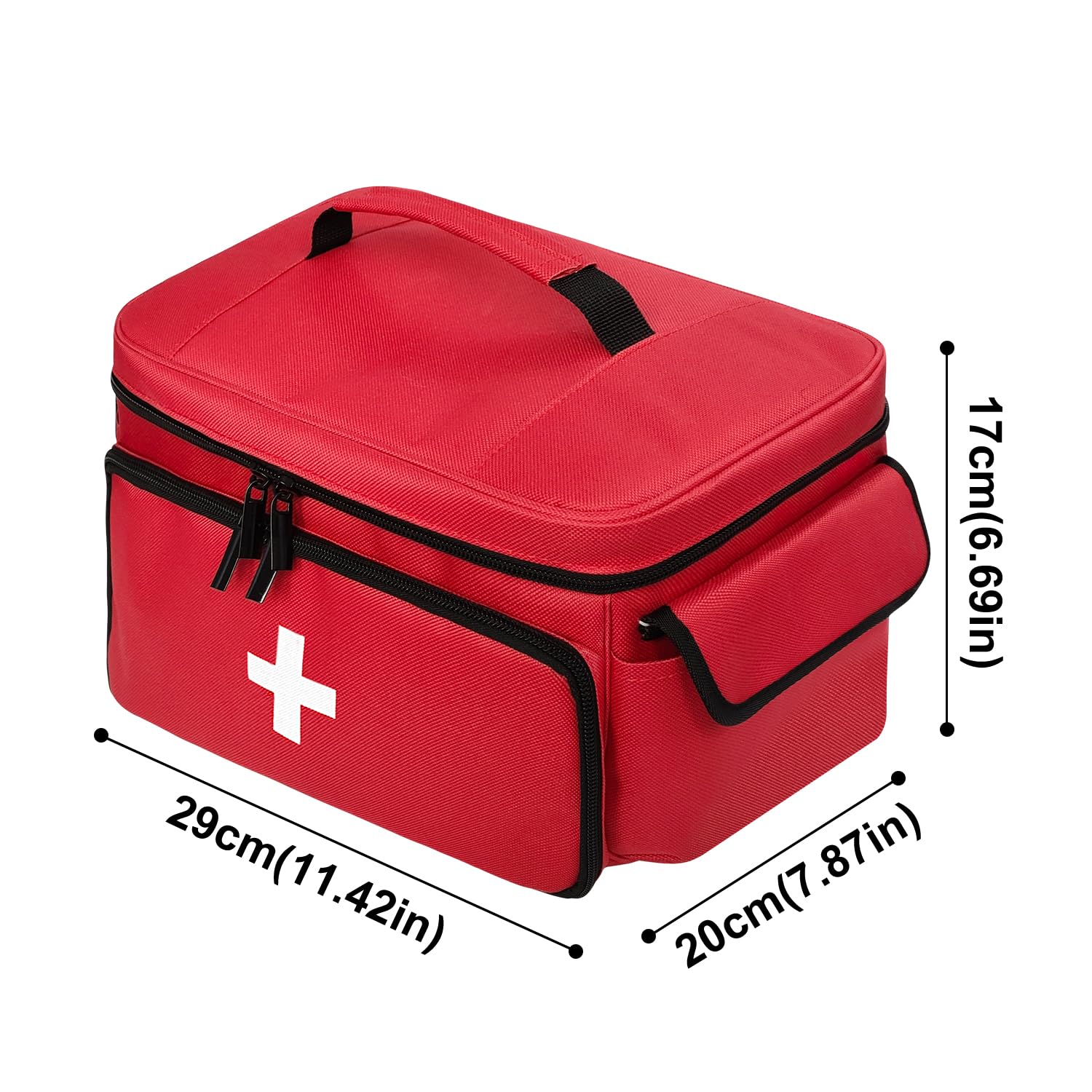 Boczif Primeros Auxilios, Bolsa de Almacenamiento de Primeros Auxilios, Organizador de Botellas de píldoras para botiquín médico de Emergencia, Muy Adecuado para el hogar(Rojo)(Solo Bolsa)