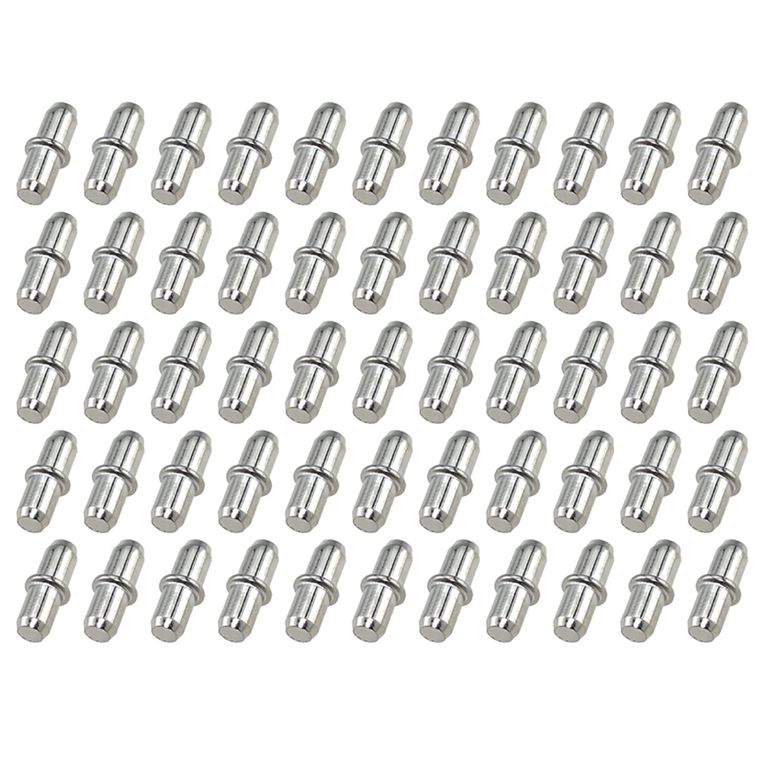 55PCS Nickel Metal Support Pin 5mm Shelf Pin Cabinet Support Pin Laminate Bracket Centre Shaft Wardrobe Laminate Bracket Shelf Pin for Furniture Wooden Shelf Bracket Cabinet Shelves Bookcase