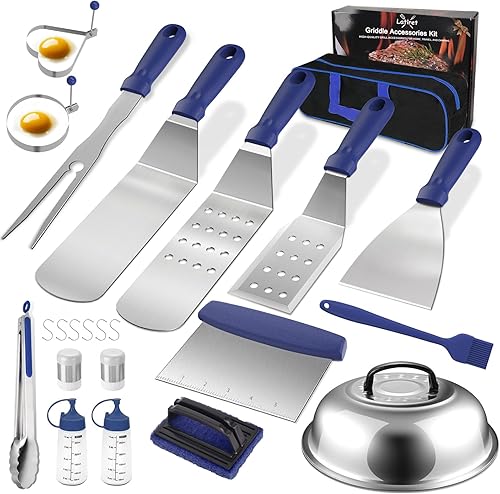 Blackstone - Kit de accesorios para parrilla, juego de 21 accesorios de parrilla para chef de campamento, accesorios de parrilla con raspador,