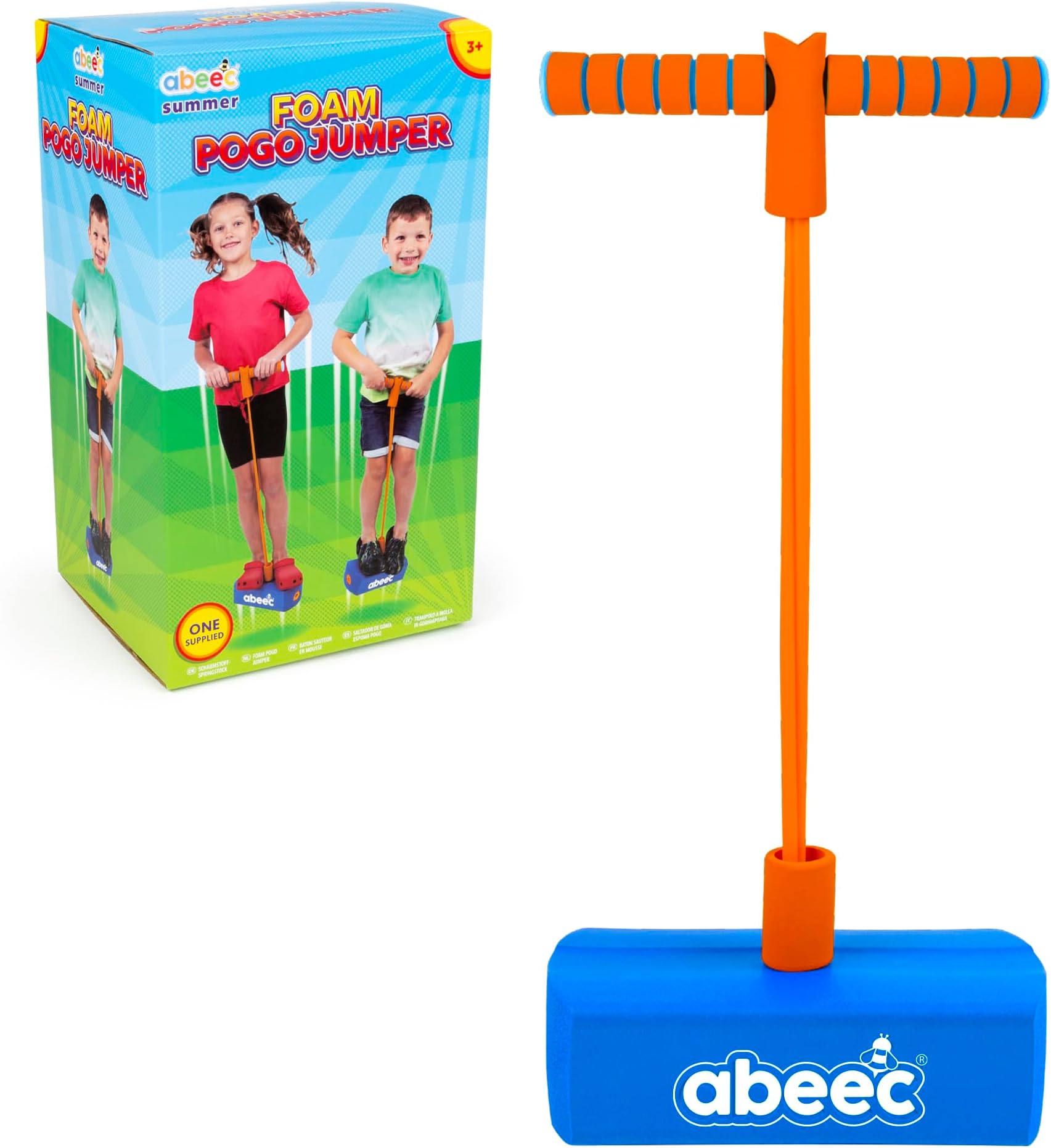 abeec Foam Block Pogo Stick - Boys And Girls Gift, One Size Kids Pogo Stick With Foam Grip Handles. Ideal For Indoor Or Outdoor Play - Classic Outdoor Fun For Kids 3 And Above