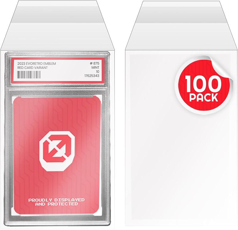 EVORETRO PSA Graded Card Sleeves, Resealable Slab Bag Protector, 100 Pack | 3.4 x 5.5 in with 1.4in Flap | Crystal-Clear & Acid-Free | Archival-Safe | Built for PSA Only - Not BGS/CGC/SGC