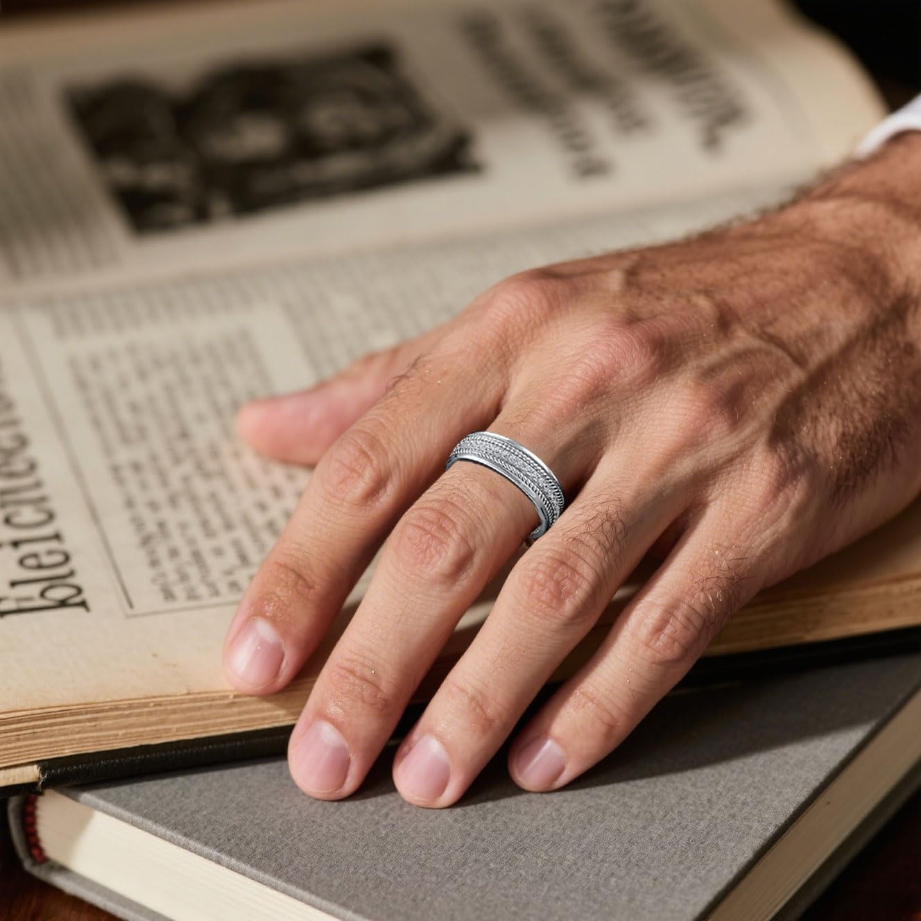 Mens Wedding Ring 925 Sterling Silver Rings for Men Wedding Band Cut CZ Engagement Promise Ring for Him Size7-12