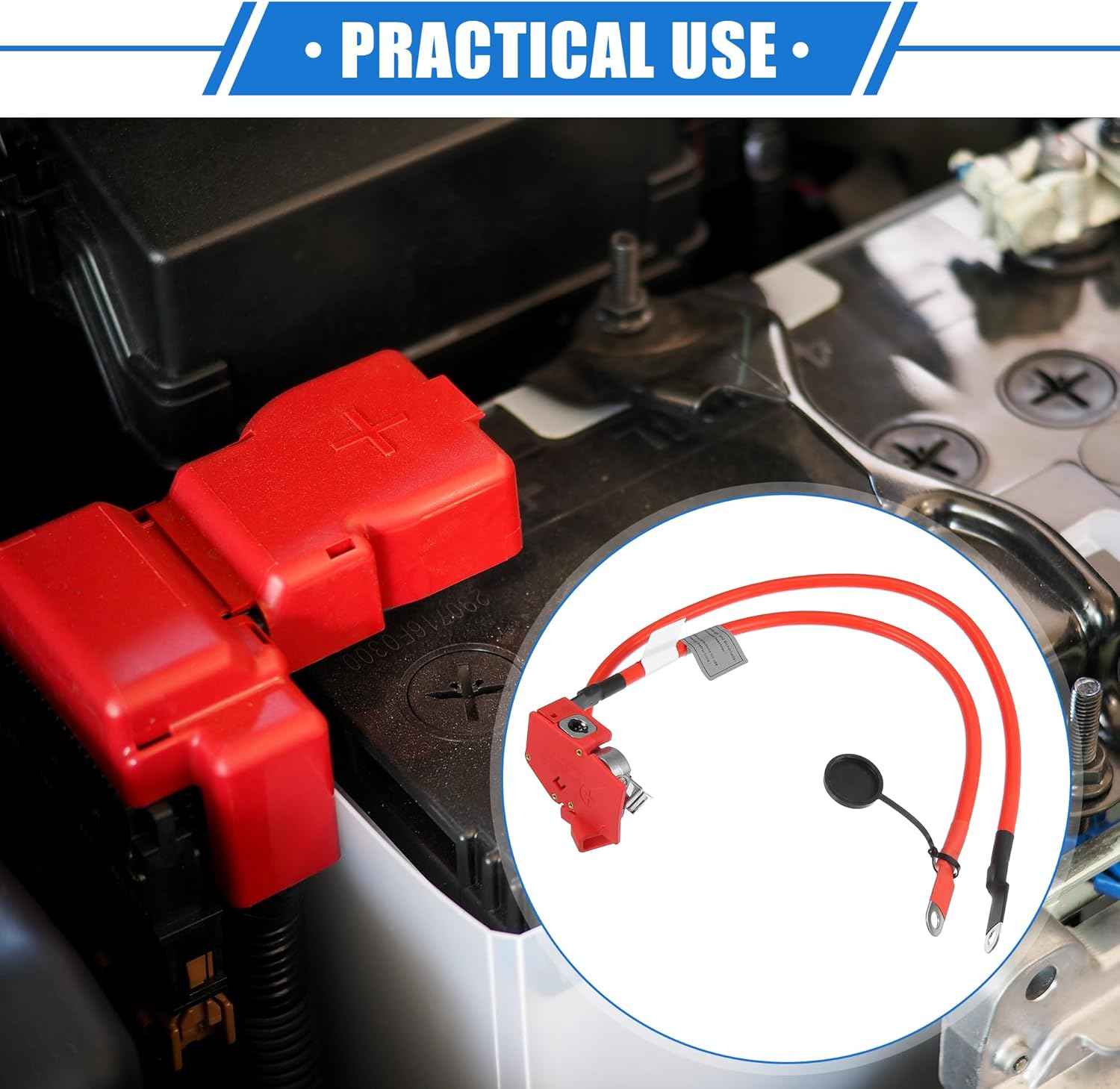 Car Positive Battery Terminal Cable Compatible for BMW 228i 2014-2016, Durable Plastic Red Fuse Blow Off Cable Lead Wire Plus Pole