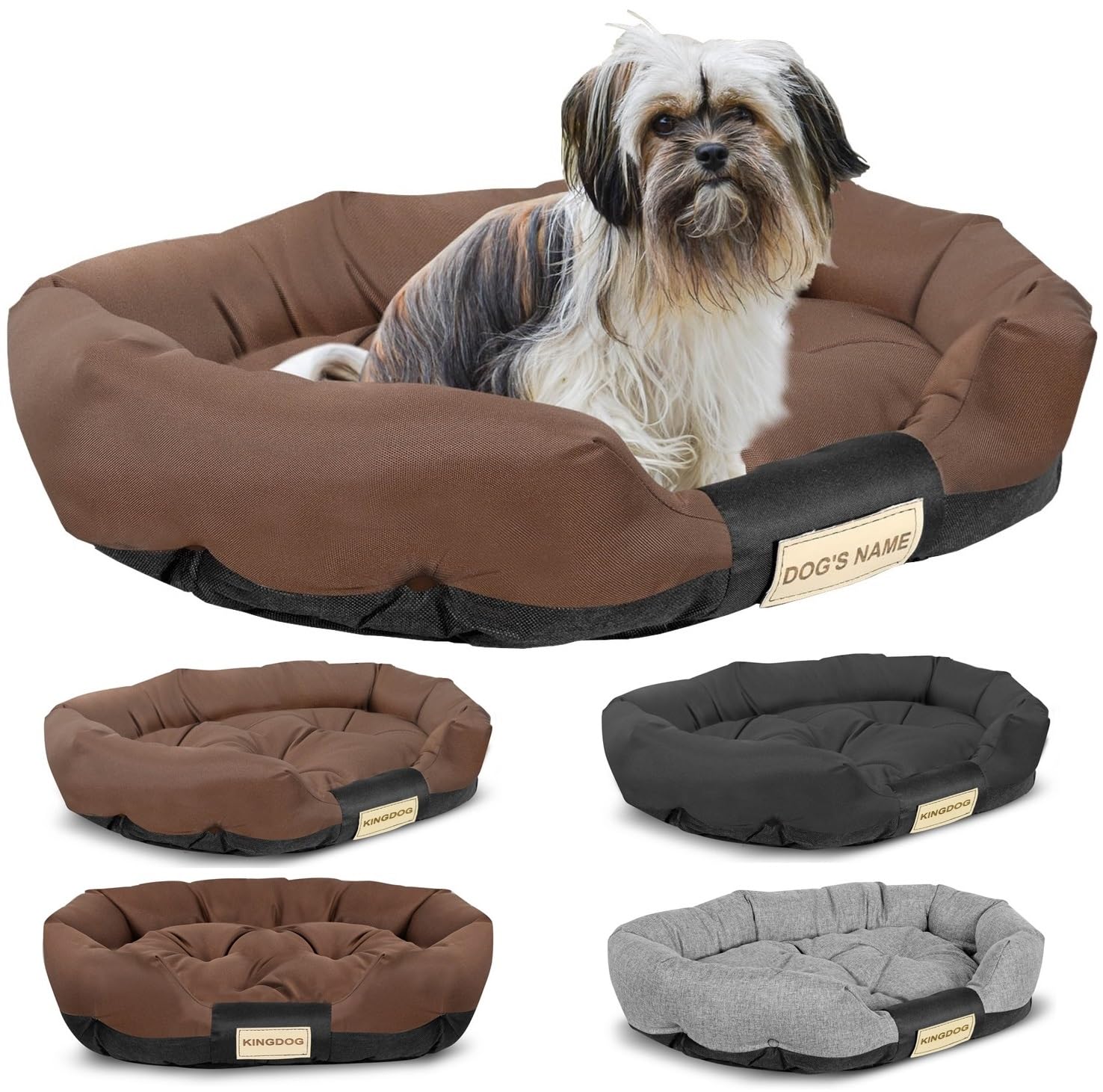 Letto per Cani Medio Taglia M 75x50 cm | Personalizzazione con Nome | Cuscino Impermeabile Divano Adatto al Lavaggio | Cuccia Interno | Brandina Marrone