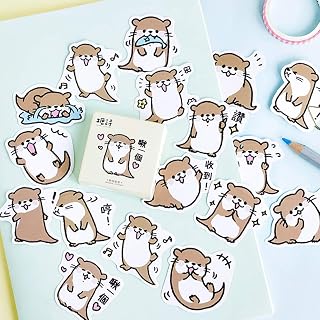 Small Size Laptop Stickers, 45pcs Doraking Boxed DIY Decoration Otters Theme Stickers for Laptop, Planners, Scrapbook