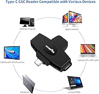 Vista 4 de USB C DOD Militar USB Acceso Común CAC Lector de Tarjetas Inteligentes y Lector de Tarjetas SIM ID CAC Lector de Tarjetas Compatible con Mac