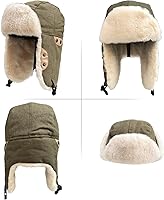 Vista 3 de Peicees Sombrero de aviador y gafas de trampero, accesorios de disfraz, gorra de soldado Ushanka con solapa de piel para orejas