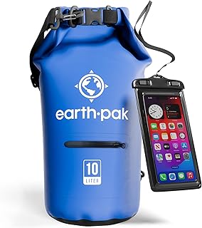 Bolsa Seca Impermeable de Serie Torrent para Kayak, canotaje, Senderismo, Camping y Pesca con Estuche para teléfono a Prueba de Agua (Azul, 10L)