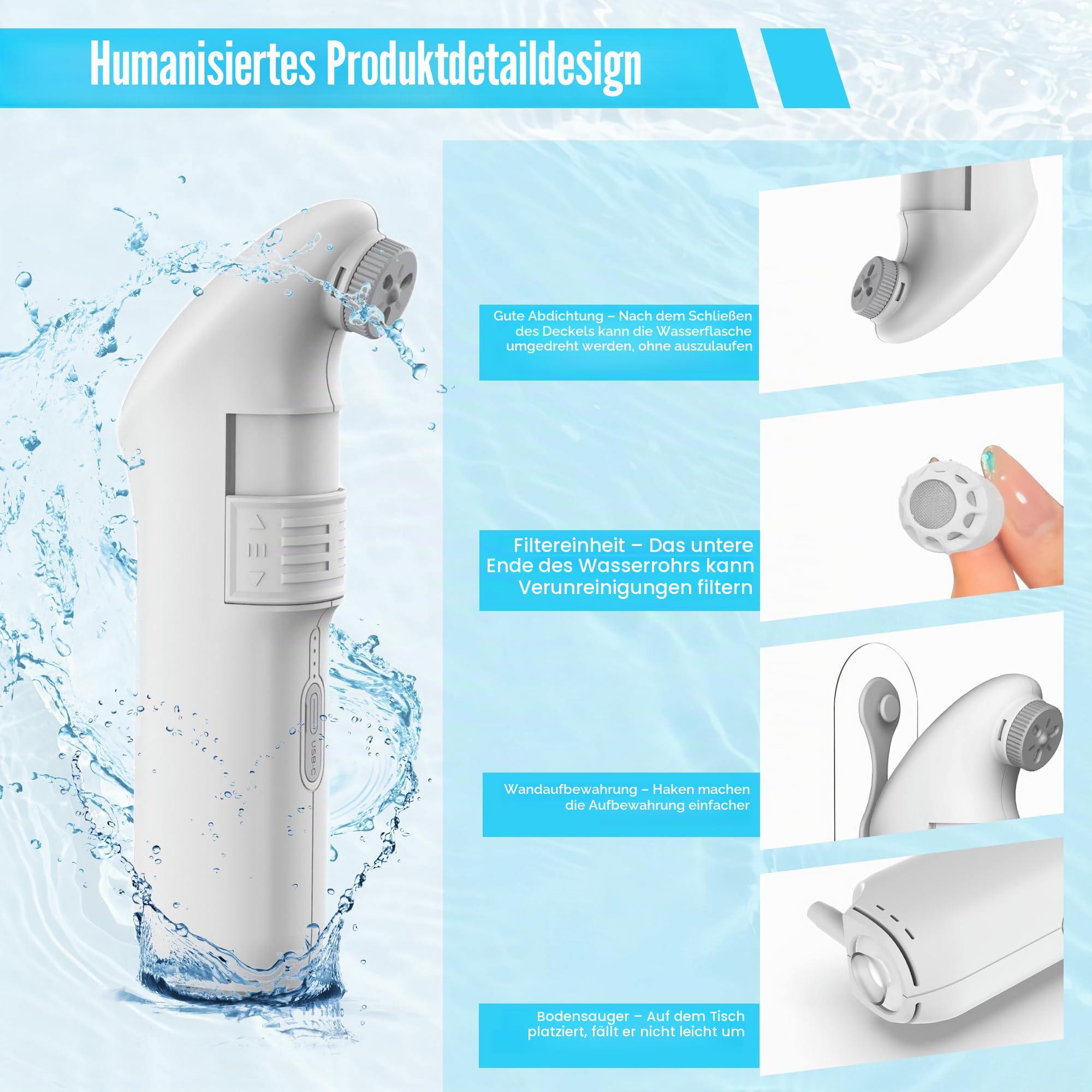 Bidet-Sprühgerät, tragbar, für Badezimmer, Bidet, tragbar, elektrisch, für Reisen, Hygiene von Intimbereichen, mit 2,5 l Tank für Auto, Badezimmer, Toilette, Camping, Schwarz