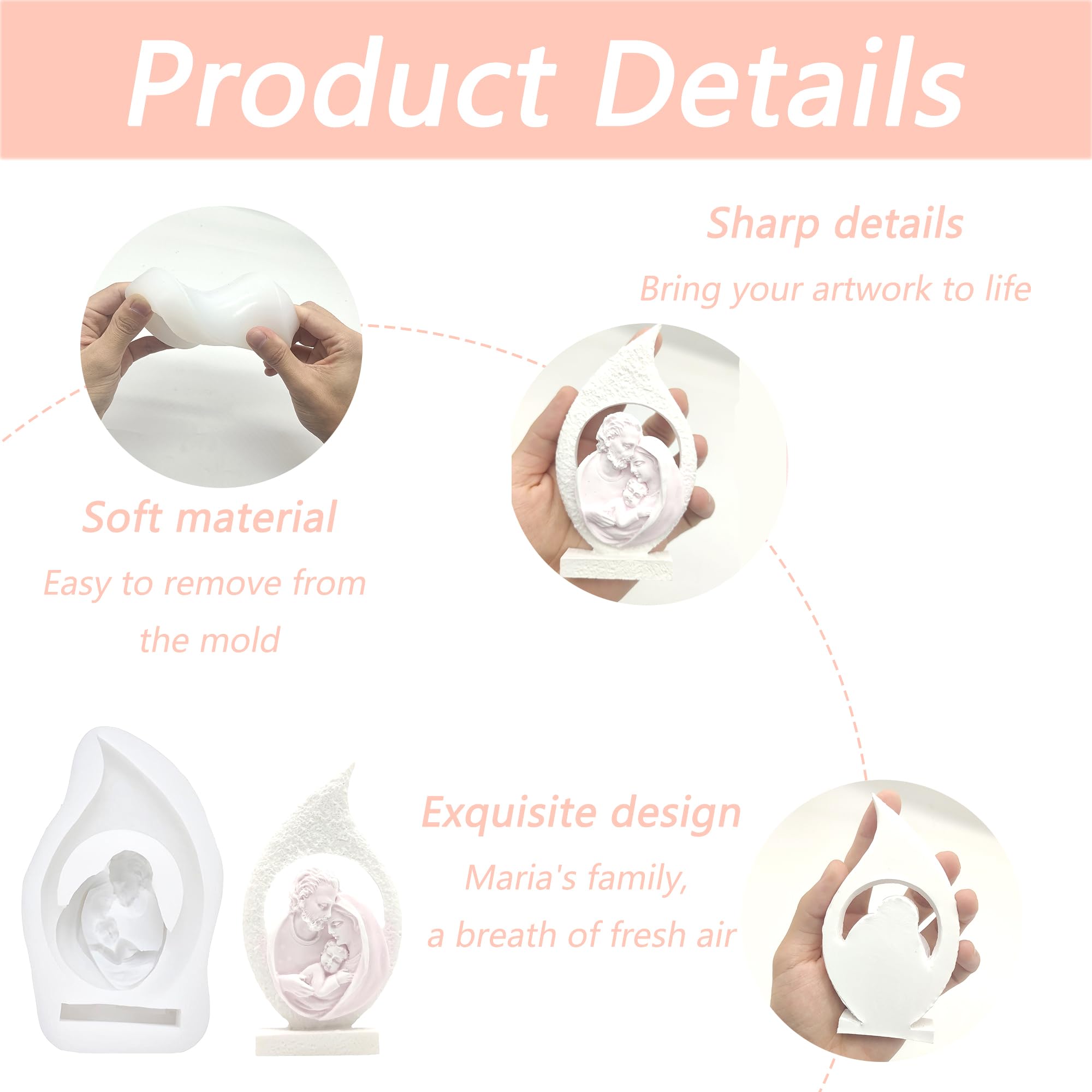 ZAHD Moule Vierge Marie Famille Vierge Marie Moules De