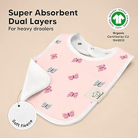 KeaBabies 8-Pack Organic Baby Bibs for Boys, Girls - Super Absorbent Cotton Drool Bibs for Baby Girl & Boy, Teething Toddler, Drooling Newborn, Ultra Soft & Machine Washable (Lunaris)