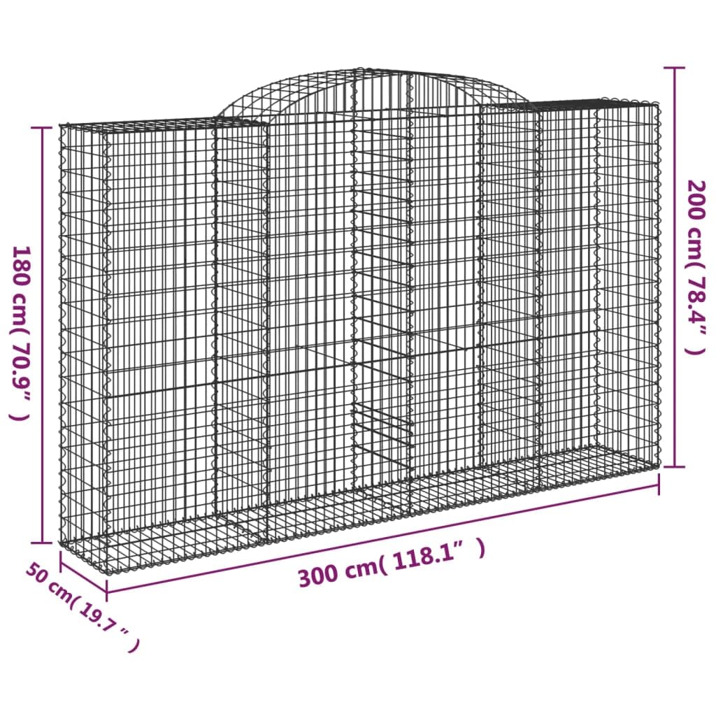 Koszyk gabionowy 300 x 50 x 180/200 cm ocynkowany żelazo, dźwiękochłonna bariera ogrodowa z oczkami 5 x 10 cm i drutem 3,5 mm, wzmocnionymi haczykami w zestawie