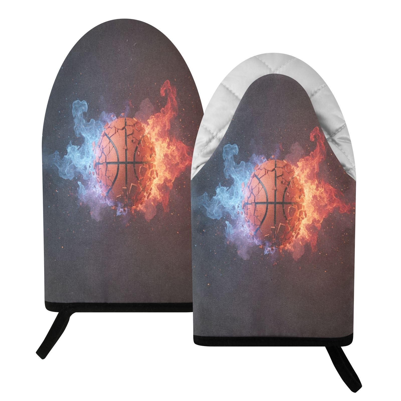 BURSTDDY Water and Fire Football Oven Mitt,Heat Resistant Kitchen Mitts for Cooking