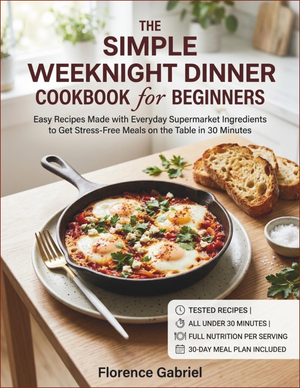 THE SIMPLE WEEKNIGHT DINNER COOKBOOK FOR BEGINNERS: Easy Recipes Made with Everyday Supermarket Ingredients to Get Stress-Free Meals on the Table in 30 Minutes