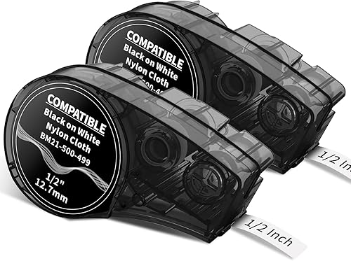 MarkDomain Cinta de etiquetas de nailon compatible M21-500-499 de 12 pulgada de uso múltiple funciona con BMP21-PLUS, BMP21-LAB0, M210, M211,