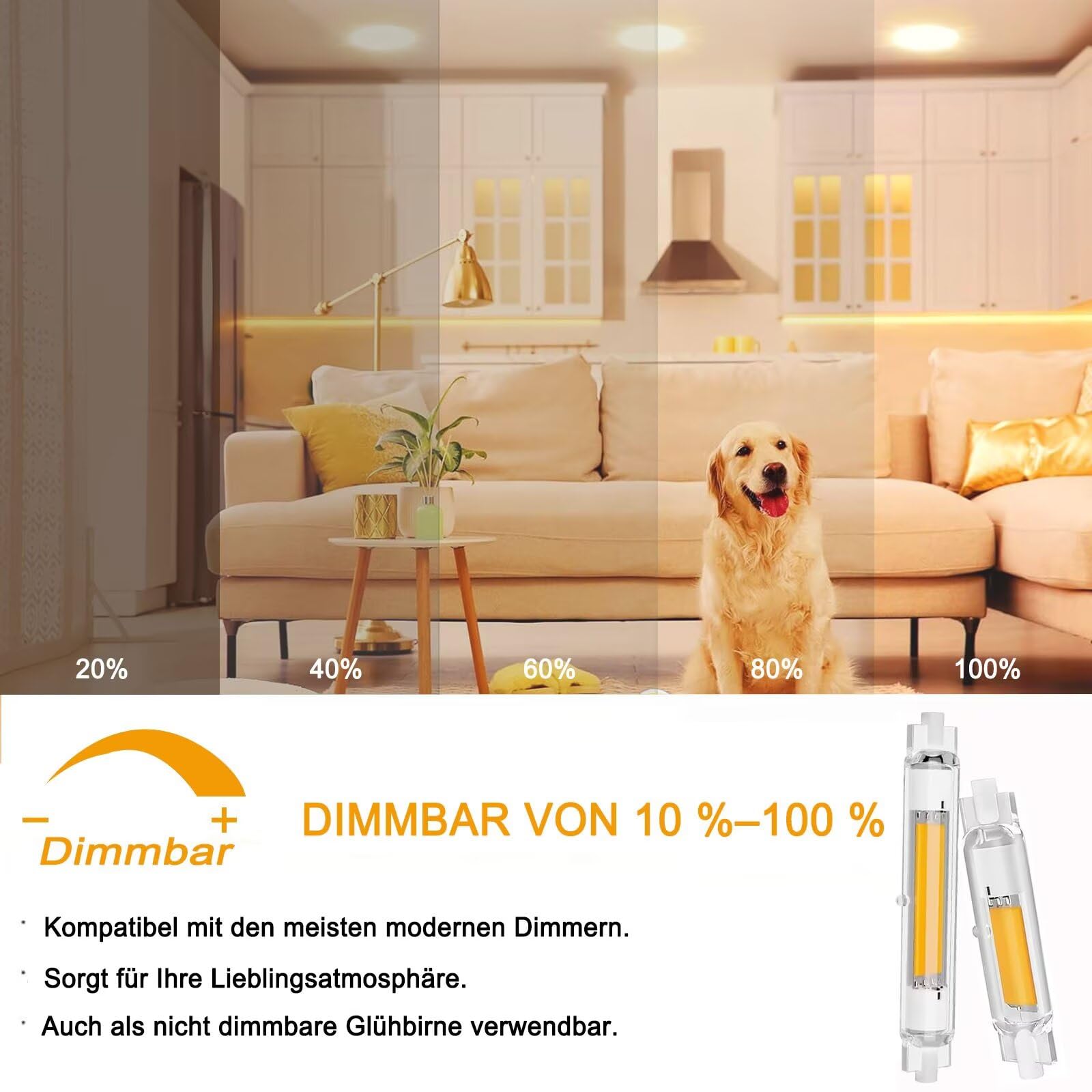 R7S LED 118mm Dimmbar 30w Ersatz für 300W Halogen | 3000LM Kaltweiß 6000K, Kein Flackern, 360° Abstrahlwinkel, Enegiesparende Led R7s 118mm 30W Lampen für Innen Außenbeleuchtung, 6er Pack