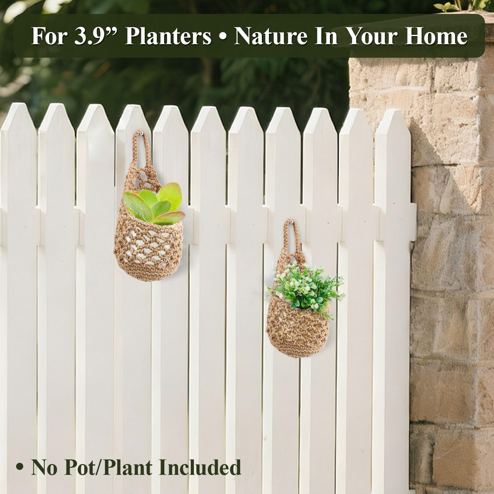 Lot de 6 pots de fleurs à suspendre pour plantes d'intérieur, suspension en macramé fait à la main, panier mural tissé pour plantes grasses, plantes aériennes et herbes, décoration de jardin