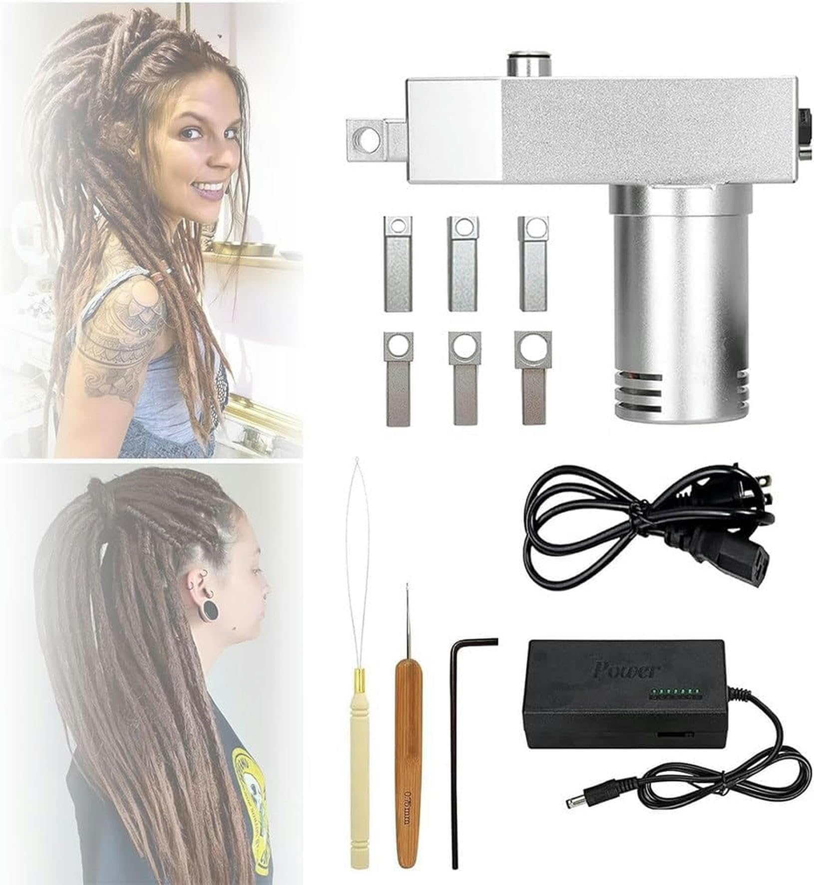 Machine à crochet pour dreadlocks en acier inoxydable avec kit d'outils de coiffure