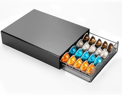 Miuly Cajón de soporte K-Cup, cajón de cápsulas de café para Vertuoline Nespresso Vertuo, Dolce Gusto, K-Cup, soporte para paquete de cápsulas de 24