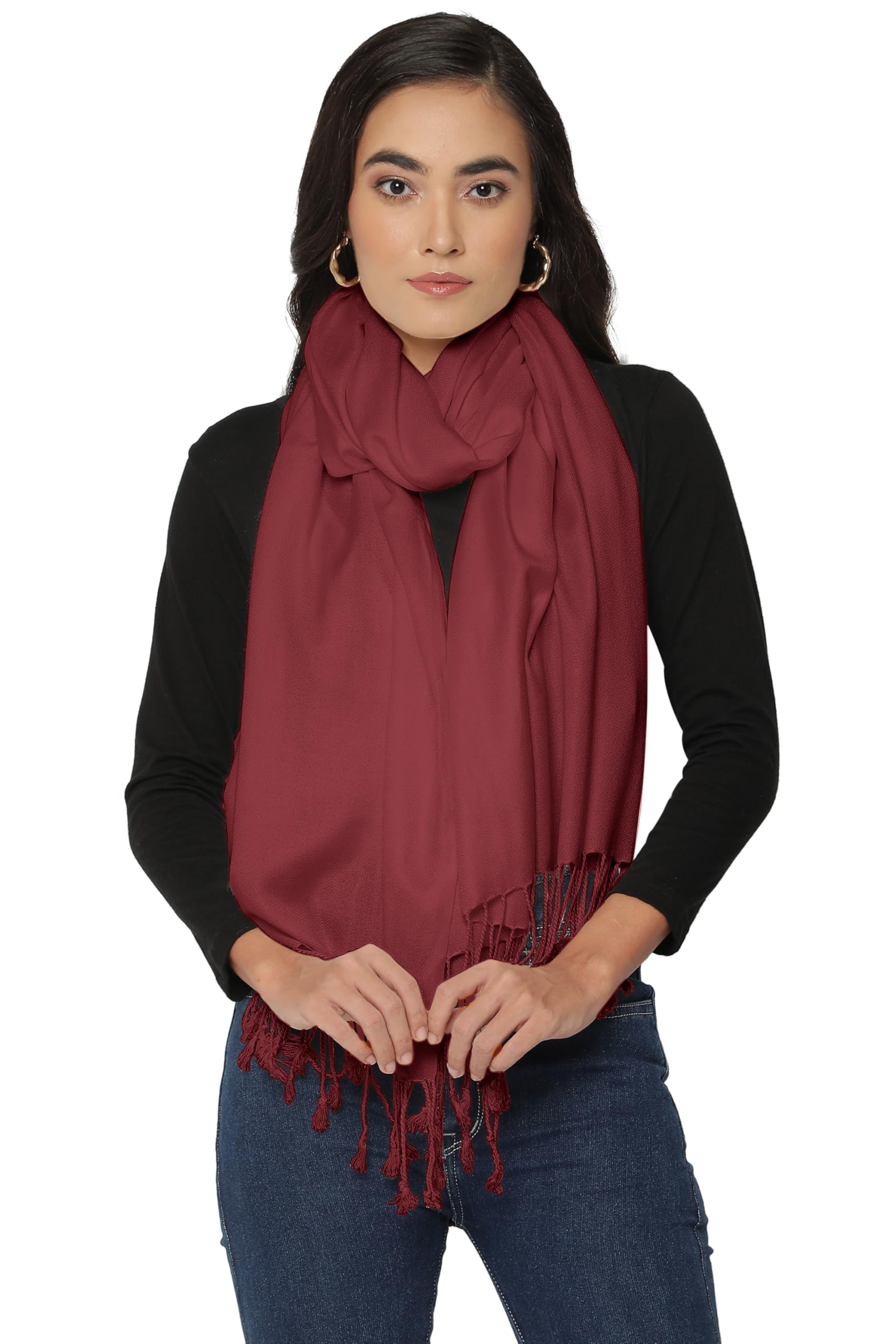 ALLEN & MATE 100% Viscose Ladies Shawl Scarf Wrap Stole – Soft Lightweight Large Size 78 x 27 in (200 x 70 cm) – Elegant Pashmina for Travel, Evening, Wedding & Gifting (Red Licorice)