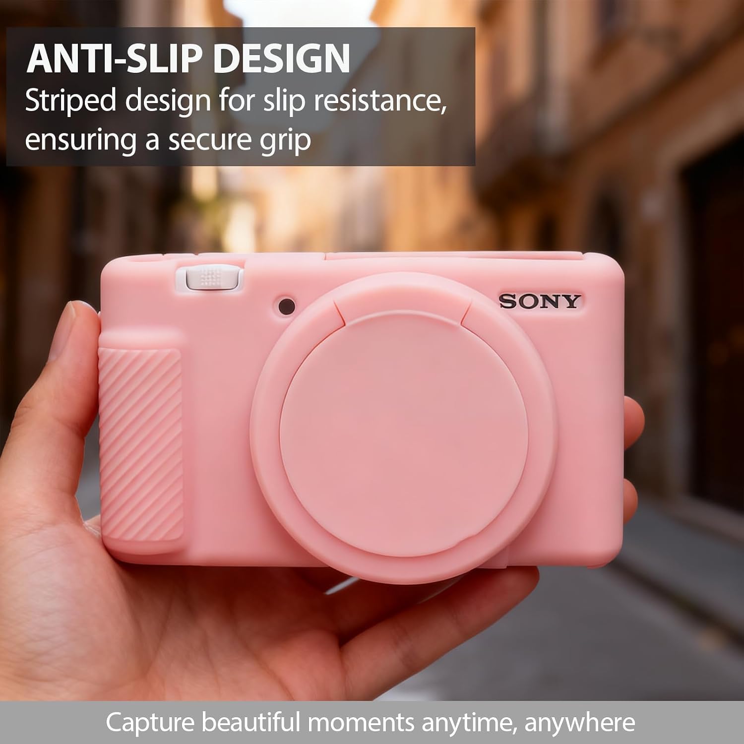 Case for Sony ZV1, ZV-1 Digital Camera Accessories, Soft Silicone Protective Case, Slim Fit Sleeve with Removable Lens Cover and Screen Protector, Lightweight, Anti-Scratch (Pale Pink) image 2