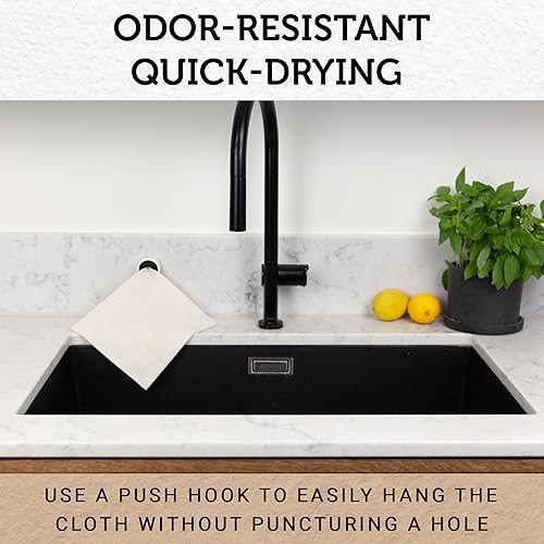 Miniatura 5 de Paños de cocina suecos, paquete de 10 unidades con gancho negro, reutilizables, lavables, paños de cocina de algodón de celulosa  Reemplazar toallas