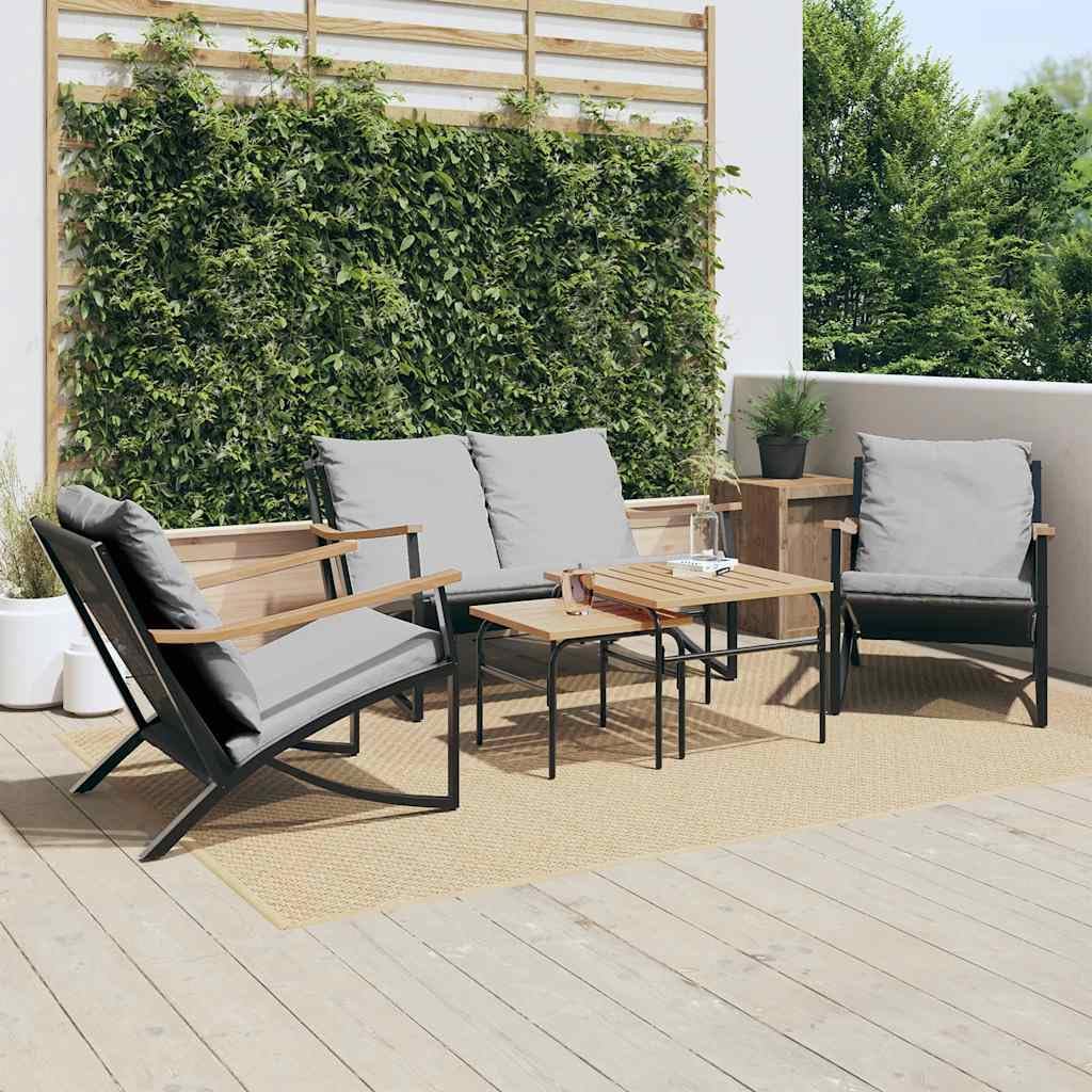 KCCKOM Garden Furniture Set 5 Piece Balcony Furniture Set with Cushions Black Steel
