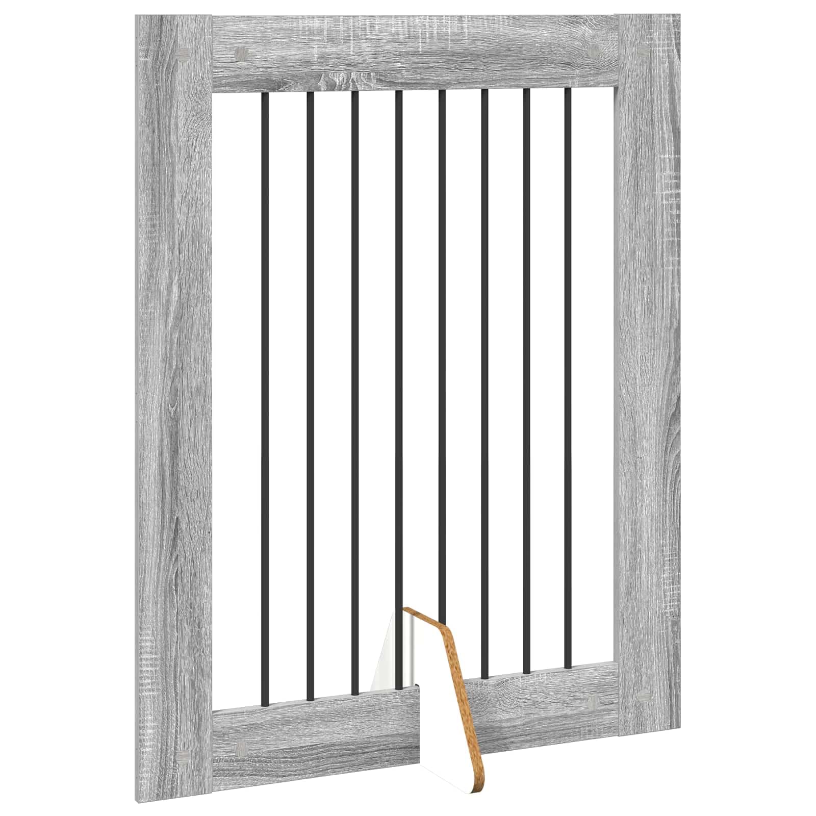 Hundeschutzgitter freistehend 4-teilig, 321x100cm Hundetor faltbar aus Metall & Holzwerkstoff, Welpenschutzgitter für Innenbereich, Absperrgitter Hunde Graues Sonoma