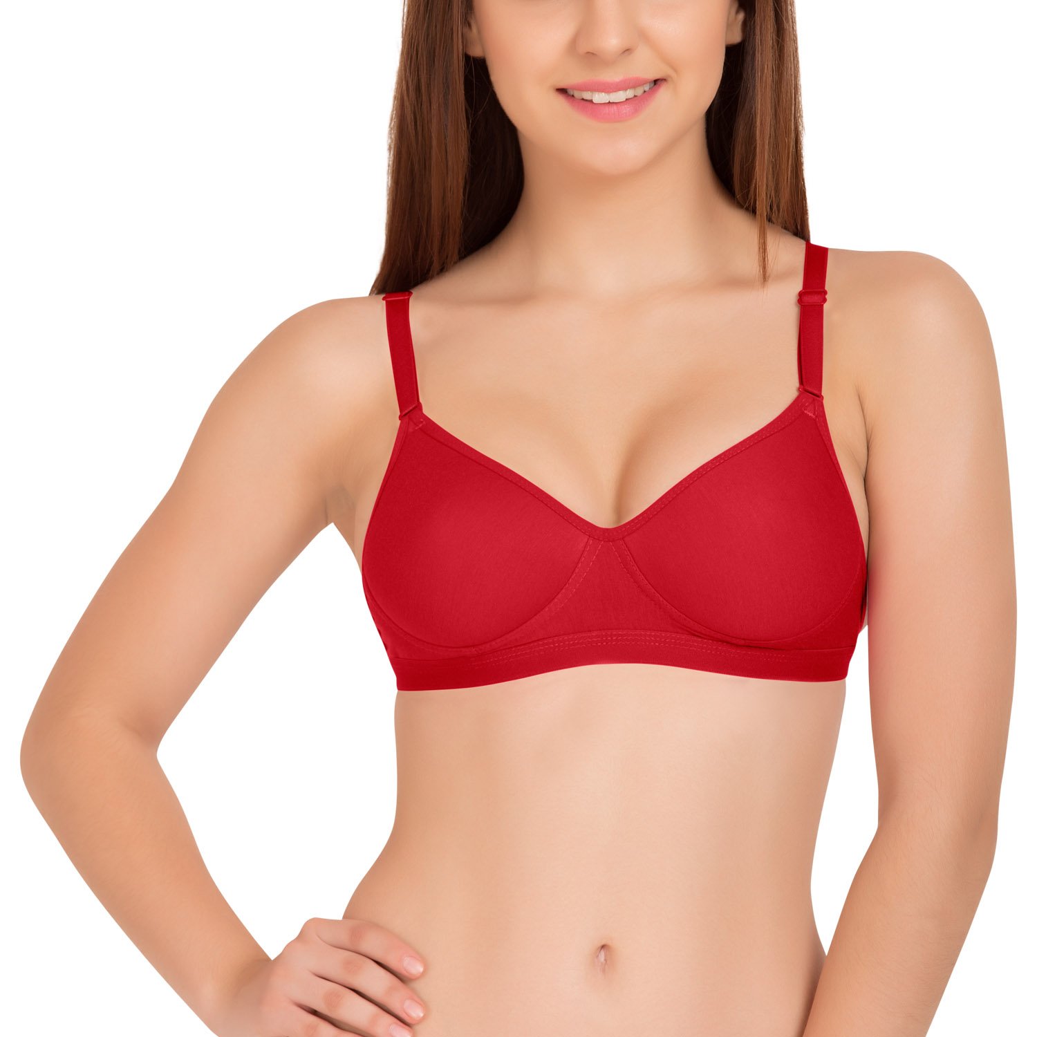 tweens Women's Medium Padded Cotton Rich Bra - Seamless, Full Coverage, Single Hook, Cross Back T-Shirt Bra-picture-43