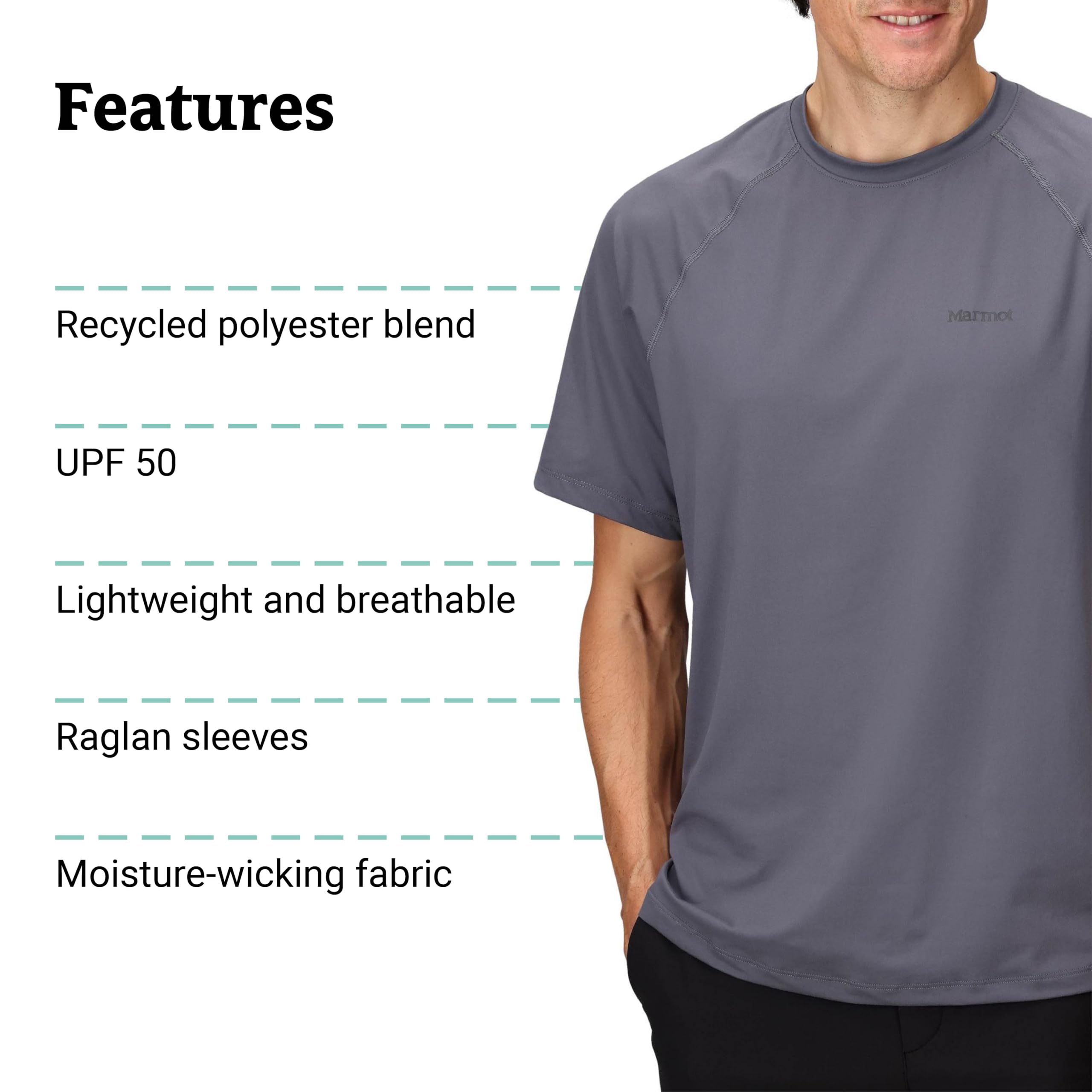Marmot Windridge SS Camiseta Funcional Transpirable, Camiseta de Deporte Manga Corta, Camiseta de Fitness Secado rápido Hombre (Pack de 1)