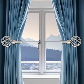 XxinXrongMetal Curtain Holdbacks, 2 Pcs Curtain Drapery Holdbacks, Curtain Tieback Hooks, Wall Mounted Window Curtain Holder Hooks, Drapery Holdbacks For Fixed Curtain Or Hanging Items (black