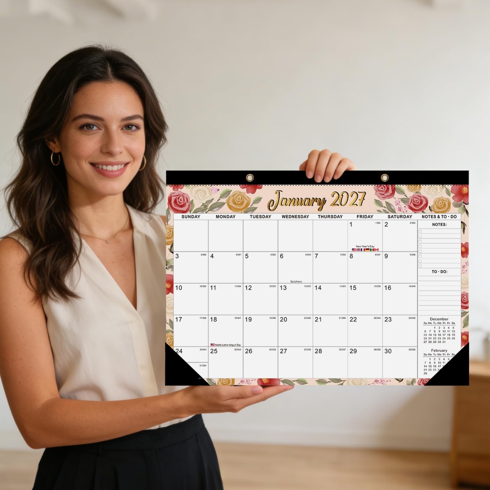 Calendrier mural juin 2026 décembre 2027 19 mois détachable autocollants planification bureau