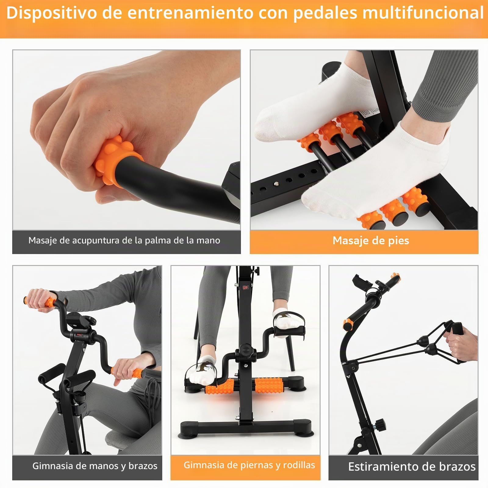 GOPLUS Pedales Estaticos para Personas Mayores, Entrenamiento de Brazos y Piernas con Pantalla LCD, Ergómetro, Altura y Longitud Ajustable con Masaje, 45 x 43-53 x 87-100 cm