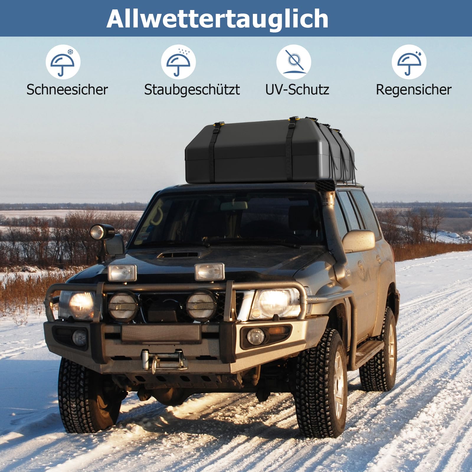 GOPLUS 600L Auto Dachbox, wasserdichte Dachtasche für Autos mit/ohne Gepäckträger, Gepäckbox mit Rutschfester Matte & 6 Türhaken, Aufbewahrungsbox für Reisen und Gepäcktransport (600L)
