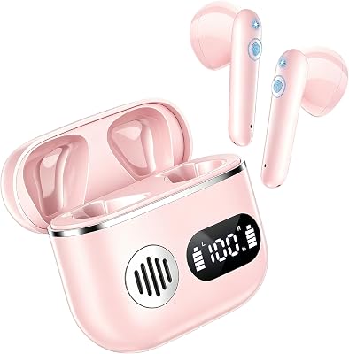 💎 83% MEGA DEAL! Paekole Cuffie Bluetooth, Auricolari Bluetooth 5.3 – Cuffie Wireless con 4 ENC Cancellazione Rumore Mics, Cuffie in Ear 42 Ore di Riproduzione, Cuffiette Senza Filo HiFi Stereo per iOS/Android – Rosa
