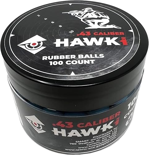Miniatura 37 de Hawki - Pelotas de goma reutilizables de 0.50 o .43 cali, bolas de goma suave, menos letales para pistolas de paintball negro x 100