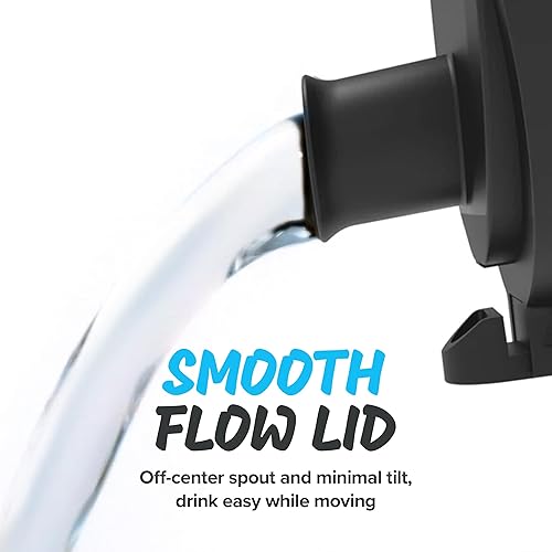 Miniatura 6 de Ion8 - Botella de agua de 1 litro, a prueba de fugas, tapa abatible, asa de transporte, flujo rápido de líquido, apta para lavavajillas, sin BPA,