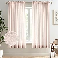 Vista 77 de Melodieux Cortinas semitraslúcidas blancas de 24 pulgadas de largo para cocina, cafetería, dormitorio, ventanas pequeñas, con bolsillo para barra