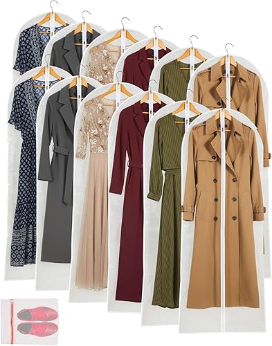 Bolsa transparente para ropa, bolsas largas para ropa, bolsas de vinilo para guardar vestidos, bolsas de plástico largas con cremallera para