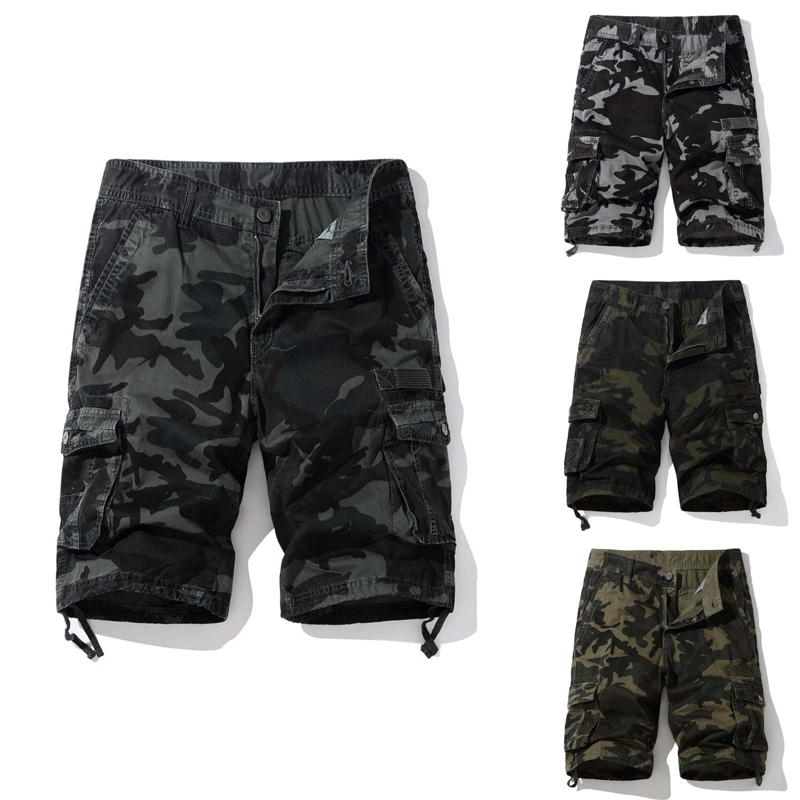 Pantalones cortos cargo de camuflaje para hombre, pantalones cortos de trabajo de camuflaje para hombre, pantalones tácticos retro para exteriores, pantalones cortos casuales de verano, senderismo