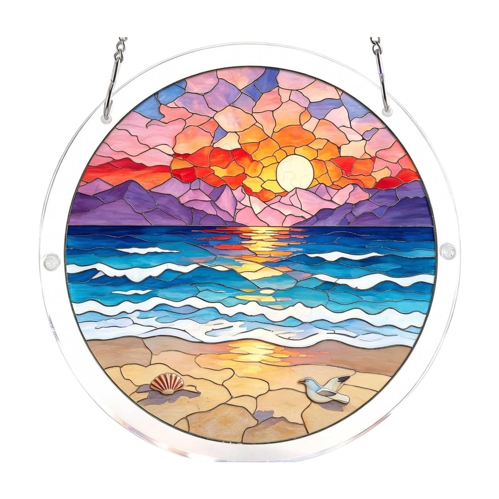 Creative Artistic Abstract Styles Solar Mobile Sun Catcher with Frame with Chain Suitable for Bedroom Living Room Wedding Artistic Sun Catcher