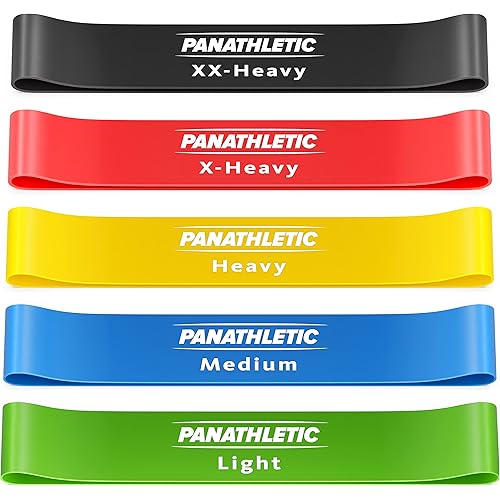 Panathletic Resistance Bands, Set of 5 Bands – 5 Different Resistance Levels, Exercise Guide, eBook, Carry Bag – 5X Booty Loop Band for Butt and Legs Women - Fitness Stretch Band for Workout Men